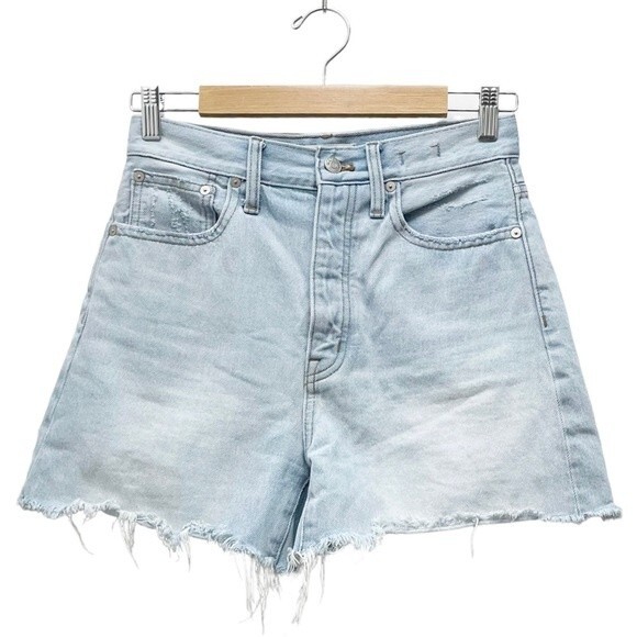 Madewell The Momjean Short in Fitzgerald Wash Light Wash Cutoff Women’s Size 24 - Picture 4 of 14